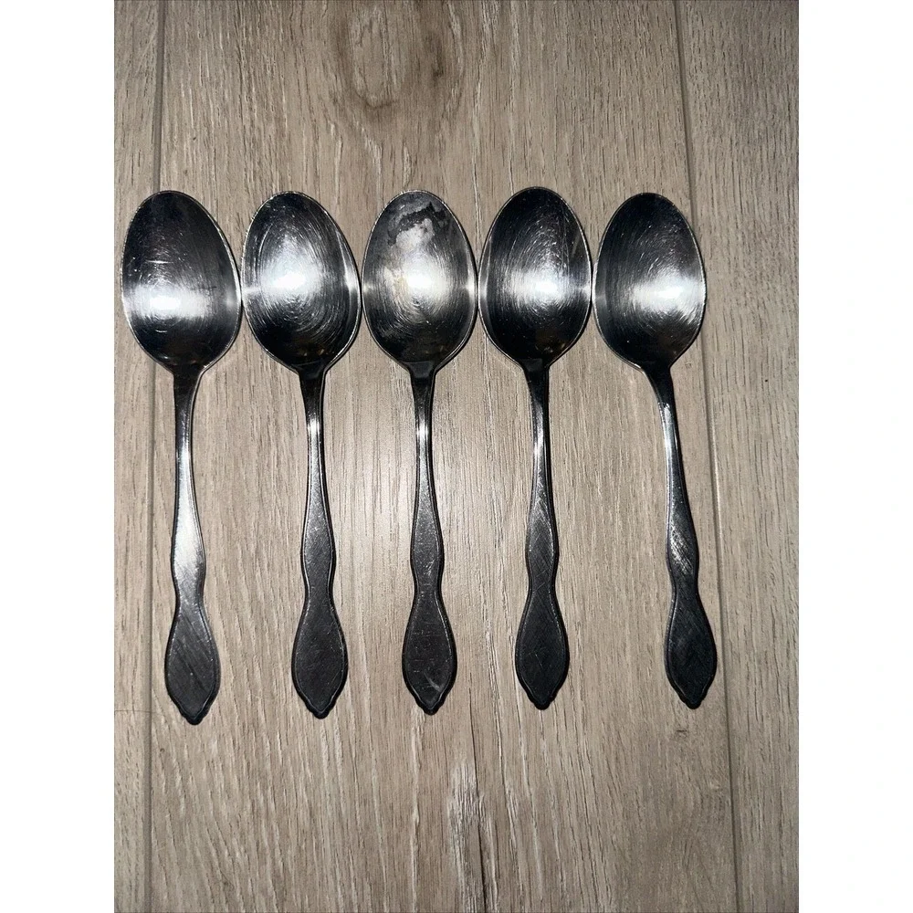 5 PCs Oneida 1881 Rogers Stainless TWILIGHT 4Tablespoons Large Flatware